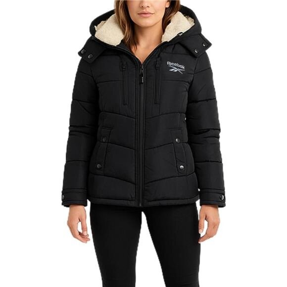 Women's Winter Coat Heavyweight Quilted Puffer Jacket with Faux Fur Trim Hood - Picture 1 of 7